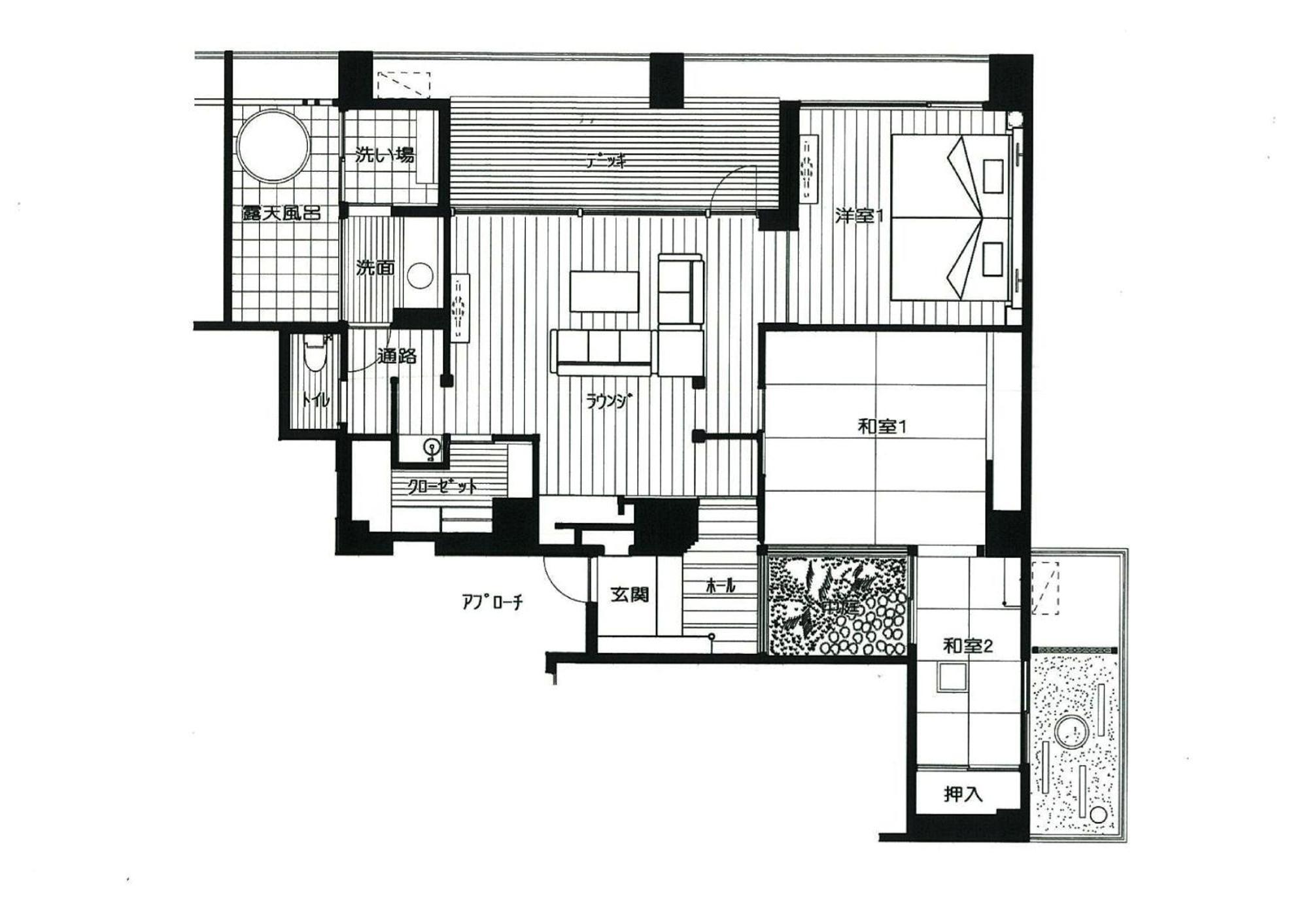 Amane Resort Seikai Beppu Habitación foto A floor plan of a Japanese apartment